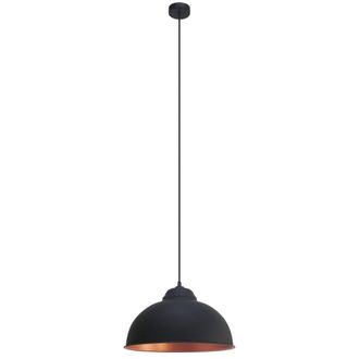 Eglo Truro Domed Pendant Light - Black & Copper | TJ Hughes