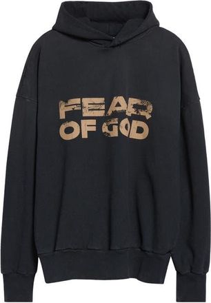 Fear of God Logo Graphic Hoodie in Black Black at Nordstrom, Size X-Large