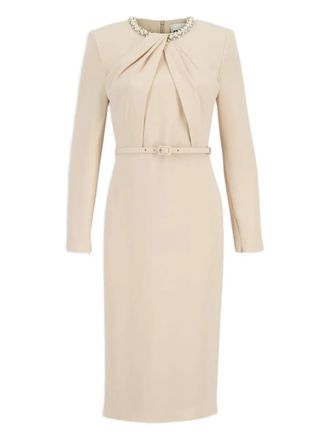 Roland Mouret pearl-embellished draped dress - Neutrals