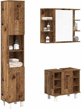 vidaXL Vidaxl - Juego De Muebles De Ba&ntilde;o 3 Piezas Madera Ingenier&iacute;a Envejecida