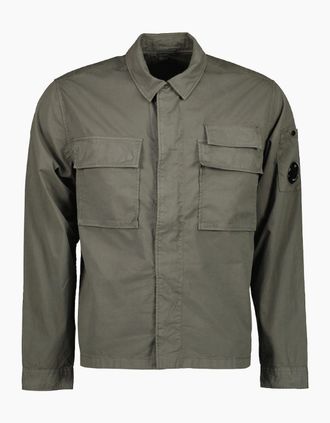 C.P. Company Mens Gabardine Half Zip Lens Overshirt - Smoked Pearl - Size: 46/Regular