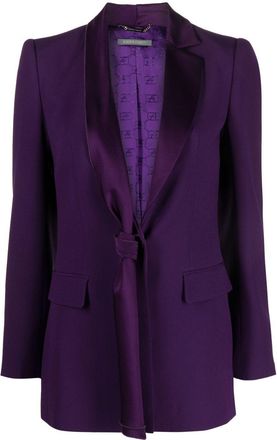 Alberta Ferretti satin-collar crepe single-breasted blazer - women - Acetate/Viscose/Viscose - 40 - Purple