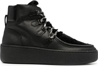 Woolrich faux-fur detail sneakers - women - Leather - 37 - Black