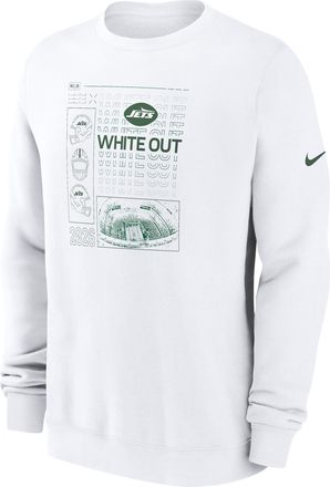 Nike New York Jets White Out Nike Mens NFL Pullover Crew in White | NKPV10A72-VXM