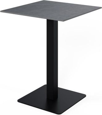 Koketto Home Mesa alta cuadrada tapa porcelanica gris y pata negra