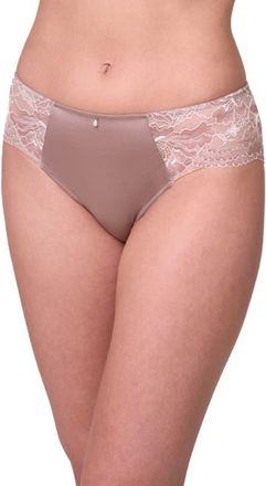 Montelle Intimates Floral Lace & Microfiber Hipster Briefs in Moonshell/Chantilly at Nordstrom, Size Xx-Large