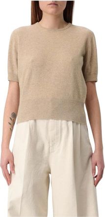 Maison Margiela Cashmere Knitwear, female, Beige, XS, Beige Short Sleeve Cashmere Jumper