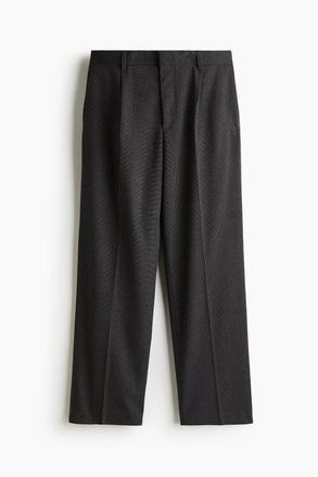 H&M Relaxed Fit Suit Trousers in Dark Gray/checked at Nordstrom, Size 33