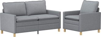 vidaXL Juego De Sof&aacute; 2 Uds. Gris Claro Tela Vidaxl