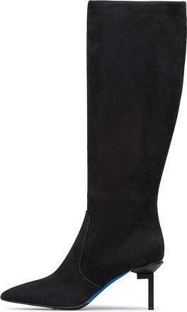 Loriblu L-vormige metalen hak laarzen - Dames - Laarzen met Hak - Zwart - 36 EU - Leer - Schoenen