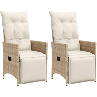 vidaXL Sedie Reclinabili da Giardino 2pz con Cuscini Beige Polyrattan - Vidaxl