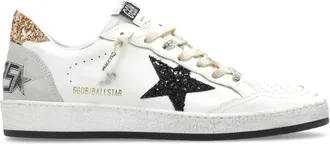 Golden Goose Ballstar Leather Upper And Toe Glitter Star And Heel Suede Spur Shoes