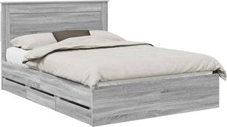 vidaXL Estructura De Cama Gris Sonoma 140 X 190 Cm Madera Ingenieril Vidaxl