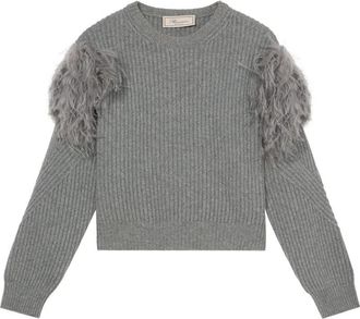 Blumarine Feather-embellished Ribbed Sweater