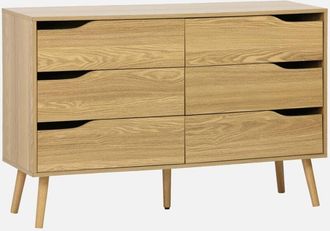 Sweeek Sweeek - Cómoda en acabado estilo nogal con 6 cajones, Nepal, Efecto fresno, 120x40x80 cm