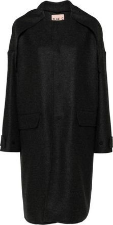 Plan C Felted Coat - Dames - Mantel - Zwart - L - Katoen - Jassen