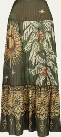 Johanna Ortiz Relatos De Mi Tierra Tiered Silk Maxi Skirt