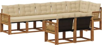 vidaXL Conjunto De Sof&aacute;s De Exterior 8 Uds. Natural Y Beige Vidaxl
