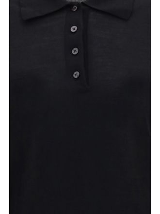 Golden Goose Womens Polo Shirt Merino Wool Black Knitwear Sweater