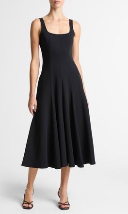 Vince Square Neck Midi Dress in Black at Nordstrom, Size Xx-Small
