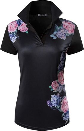 Jeansian Womens Sports Breathable Short Sleeve Polo T-Shirts Tee SWT317 Black L
