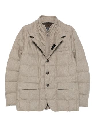 Fay Double-Breasted Quilted Padded Grid Stitch Jacket