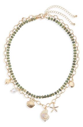 BP. Set of 2 Bead & Charm Necklaces in Gold Multi at Nordstrom