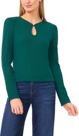 CeCe by Cynthia Steffe Keyhole Rib Top in Darkforest at Nordstrom, Size X-Small