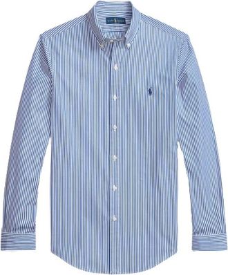 Polo Ralph Lauren Slim gestreept poplin overhemd - Heren - Zakelijke Overhemden - Blauw - XS - Katoen - Overhemden