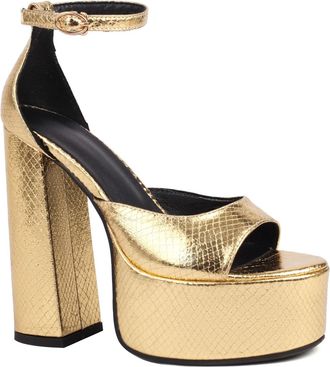 Generic Womens Ankle Strap Wedding Dress Shoes with Buckle Peep Toe PU Leather Bridal Sandals Chunky High Heel Platform Pumps,Gold,4.5 UK