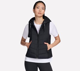 Skechers Steppweste SKECHERS SKECHERS PERFORMANCE ELITE HOODED VEST, Damen, Gr. XL, schwarz, Obermaterial: 100% Polyester, Westen Steppweste