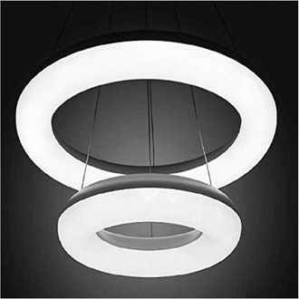 Trade Shop Trade Shop Traesio - Trade Shop - Lampadario Lampada 2 Anelli Luce Led Soffitto Sospensione Pendente Moderno Design