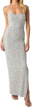 Olivaceous Fiona Sequin Maxi Dress In Champagne Silver