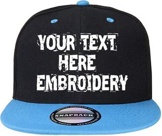 Generic Custom Embroidered Snapback Baseball Cap, Personalized Flat Bill Visor Classic Snapback Hat, Popular Adjustable Hip Hop Hat for Men Women Rapper Hat, 