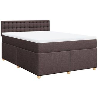 vidaXL Cama Box Spring Con Colch&oacute;n Tela Marr&oacute;n Oscuro 140x190 Cm Vidaxl
