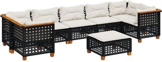 vidaXL Set De Sof&aacute;s De Jard&iacute;n 8 Piezas Y Cojines Rat&aacute;n Sint&eacute;tico Negro Vidaxl
