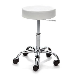 Oresteluchetta Taburete regulable piel sint&eacute;tica blanca, metal &oslash;50 h46/60 cm