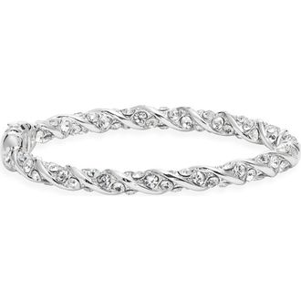 Open Edit Pav&eacute; Crystal Hinge Bracelet in Clear- Silver at Nordstrom