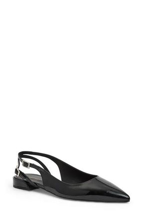 Bruno Magli Juliet Slingback Pointed Toe Flat in Black Patent at Nordstrom, Size 10.5