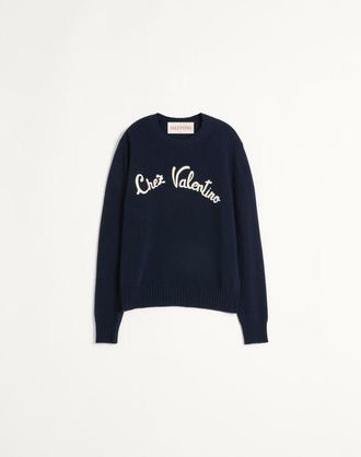 Valentino Wool Crewneck Jumper With Chez Valentino Embroidery