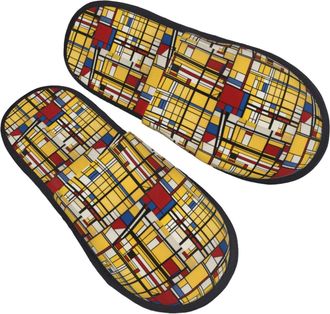 Generic Slipper African Mud Cloth Tribal Furry Fleece Slippers Reusable Anti-Slide Slipper For Bedroom Travel Indoor M