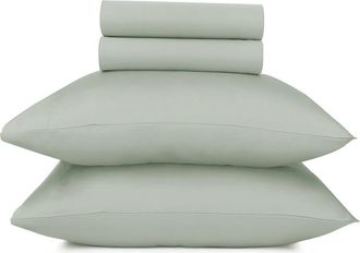 California Design Den Signature Comfort 100% Egyptian Cotton Soft Sateen Sheet Set in Meadow Grey at Nordstrom, Size California King