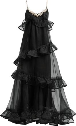 Zimmermann Crush Ruffled Silk-chiffon Maxi Dress - Black - 3 (UK 14 / L)