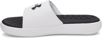 Under Armour Mens Ignite Pro 8 Fixed Band Slides Sandal, (100) White/White/Black, 13