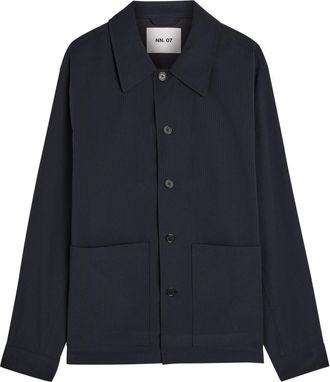 Nn.07 Blaze Striped Seersucker Shirt - Navy - Xxl