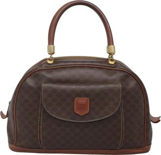 Celine Macadam Brown,Gold Canvas Handbag (Pre-Owned)