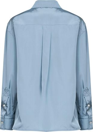 Bottega Veneta Womens Shirt Silk-Blend Light Blue Viscose