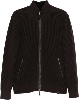 Brioni Ribgebreid vest met ritssluiting - Heren - Cashmere truien - Bruin - XL - Kasjmier - Truien & Vesten