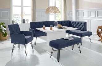 Exxpo Sofa Fashion Eckbank »Doppio, Chesterfield Optik, komfortabel und bequem, hohe Designfüsse« Frei im Raum stellbar