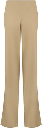 Alberta Ferretti Elegante Beige Hoge Taille Broek - Dames - Wijde Broeken - Bruin - M - Linnen - Broeken